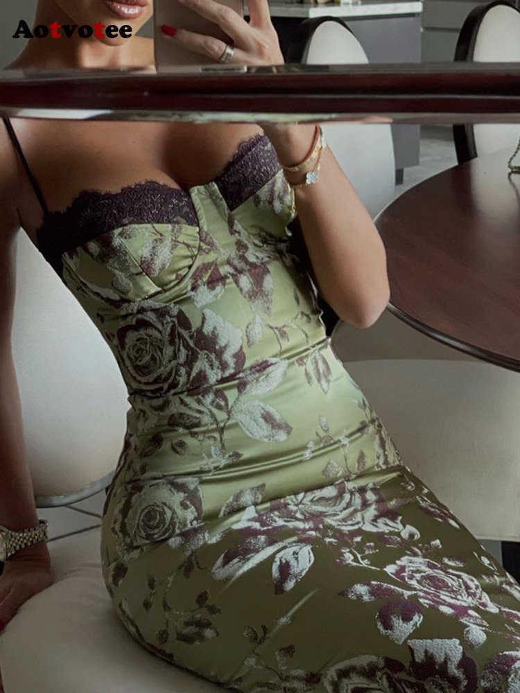 Floral Print Sleeveless for Women - Slim Fit Backless Vintage Midi Summer Dress C260312