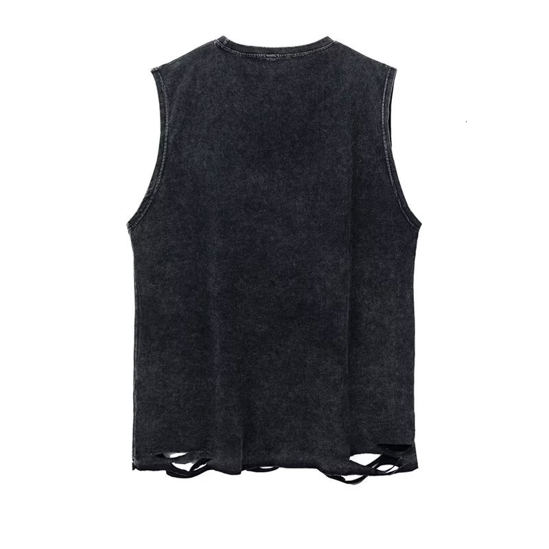 Men's Tank Tops Summer Men Fashion Washed Sleeveless Tshirts Hip Hop Letter Graphic Print Gothic Vests Streetwear Harajuku Cotton Tank Tops 23053