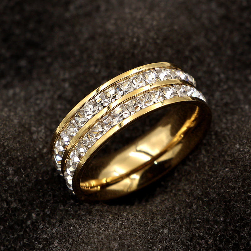 Titanium Stainless Steel Band Rings for Women Men jewelry Cubic Zirconia Rose Gold Sier Ring with CZ Dia Crystal Free shipping