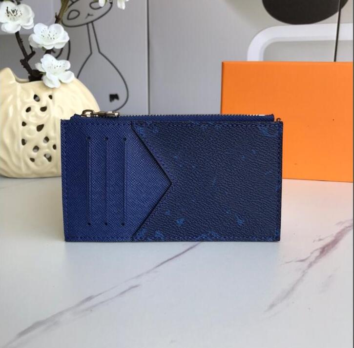 7A Blue Designer Card Holder Men Womens Cards Holders Lambskin Mini Wallets Coin purse pocket Interior Slot Pockets Genuine Leather ENVELOPPE CARTE DE VISITE bag