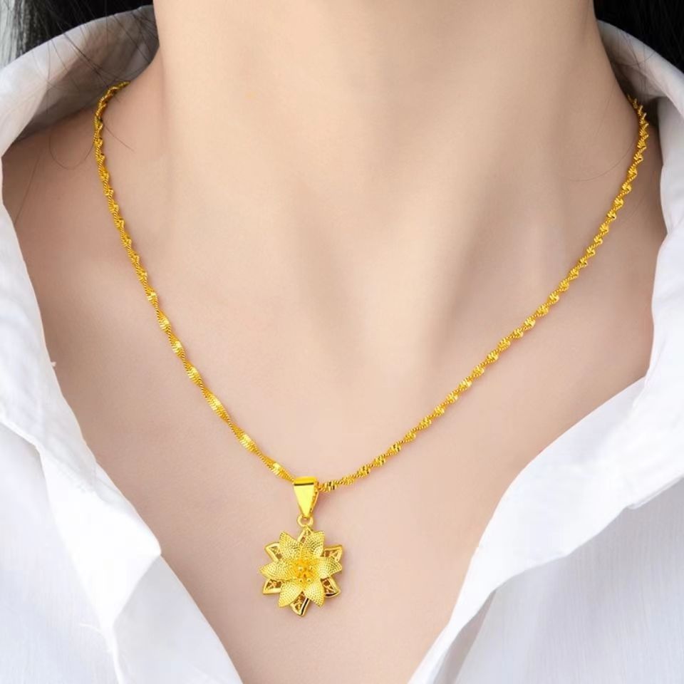 Vietnam Sand Gold Necklace Women's New Style Temperament Simulation Rich and Valuable Flower Pendant with a High Grade Sense that Will Not Fade for a Long Time as a Gift
Vietnam Sand Gold Necklace Women's New Style Temperament Simulation Rich and Valuable Flower Pendant with a High Grade Sense that Will Not Fade for a Long Time as a Gift
