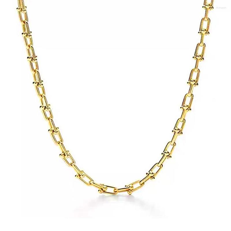 Chains MinaMaMa 20CM/40CM/50CM Stainless Steel Chunky U Link Chain Necklaces For Women OT Buckle Toggle Choker Hip Hop Jewelry