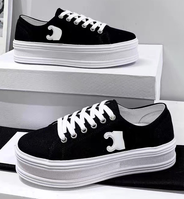 2023 New Thick Sole Casual Shoes Canvas Flat Small White Shoes Female Inner Elevation Sports Board Shoes Women's Shoes
