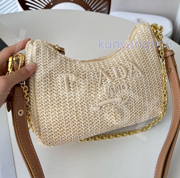 Woman Straw Bags Nylon shoulder bags Hobos Handbags Chain Purses Designer Crossbody Baguettes Lady Small Totes, White
Woman Straw Bags Nylon shoulder bags Hobos Handbags Chain Purses Designer Crossbody Baguettes Lady Small Totes, White
