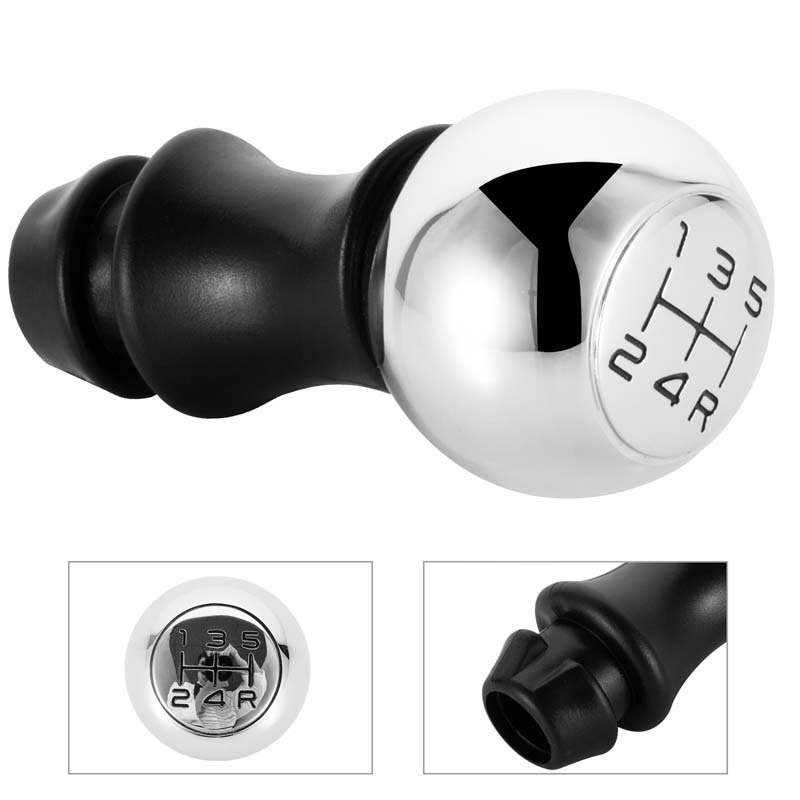 Stainless Steel Gear Shift Knob Chrome Head Lever Adapter 5-Speed Manual Transmission VTS Sports HandballFit for Peugeot 106 206 207 306 307 407 408 5