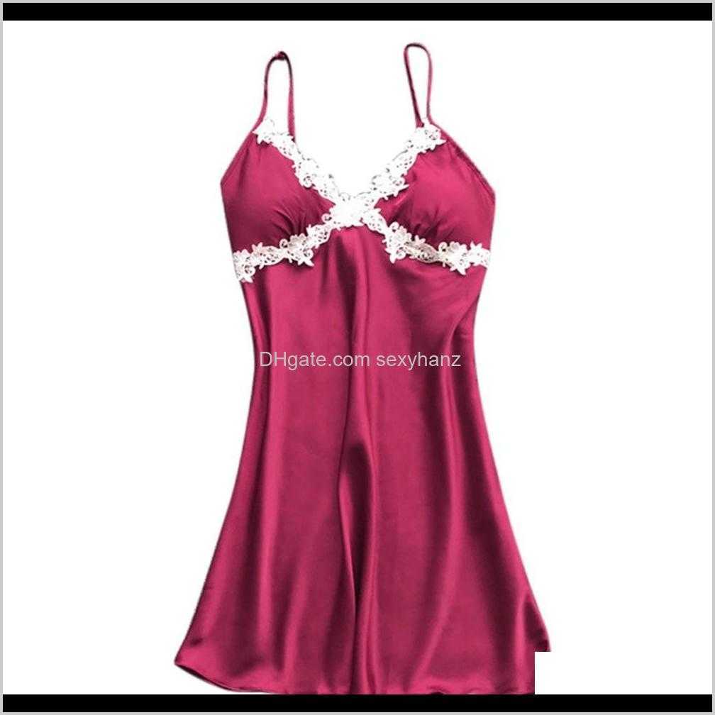 

Yeig Ptos Camisoles & Tanks Underwear Apparel Drop Delivery Womens Satin Silk Nightdress Lingerie Sexy Top Sling Pajamas Comfortable Sleeveless La, Burgundy