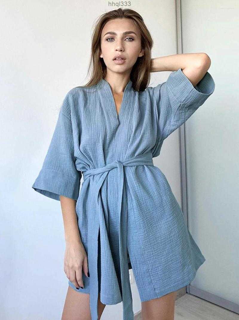 Qkfu Women' Sleepwear Crape Cotton Robe Women' Nightwear Mini Bathrobes Lace Up Muslin Home Clothes Solid Color Robes Women Nightie, Green
Qkfu Women' Sleepwear Crape Cotton Robe Women' Nightwear Mini Bathrobes Lace Up Muslin Home Clothes Solid Color Robes Women Nightie, Green