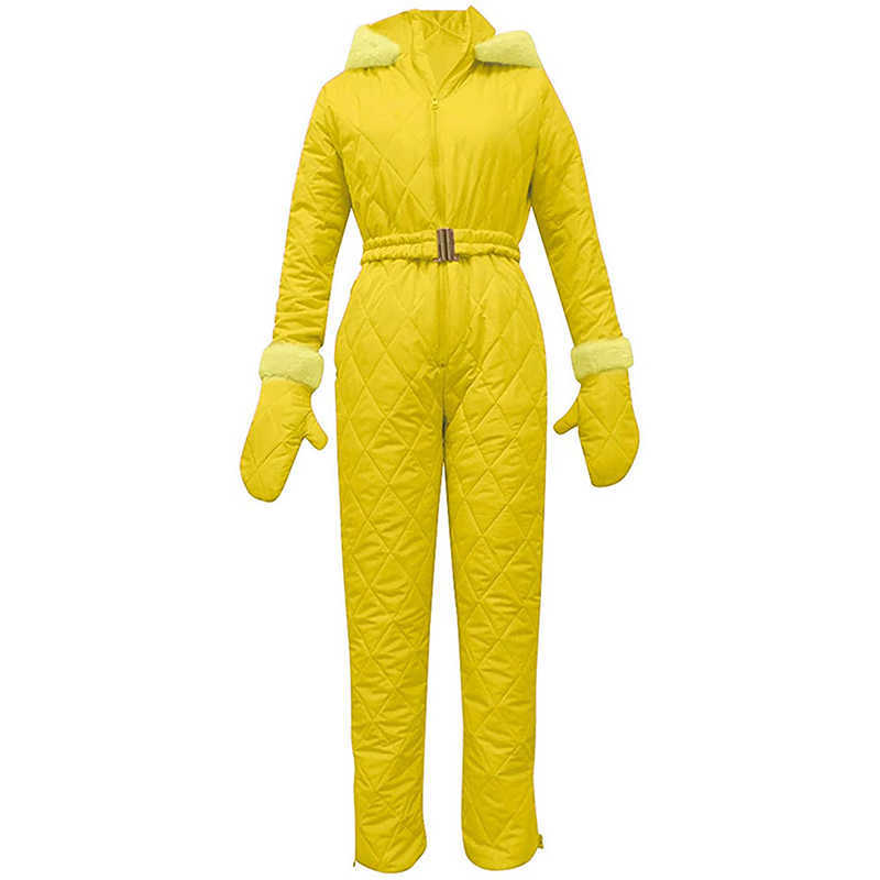 Women's Tracksuits Plus size women's one-piece jumpsuit casual thick winter snowboarding outdoor sports pants set zipper ski suit P230531