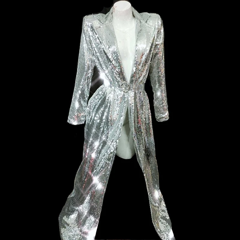 Stage Wear Women Sparkly Sequins Coat Female Singer DJ Stage Show Silver Jacket Cloak Open Stitch Ds Performance Costume
Stage Wear Women Sparkly Sequins Coat Female Singer DJ Stage Show Silver Jacket Cloak Open Stitch Ds Performance Costume
