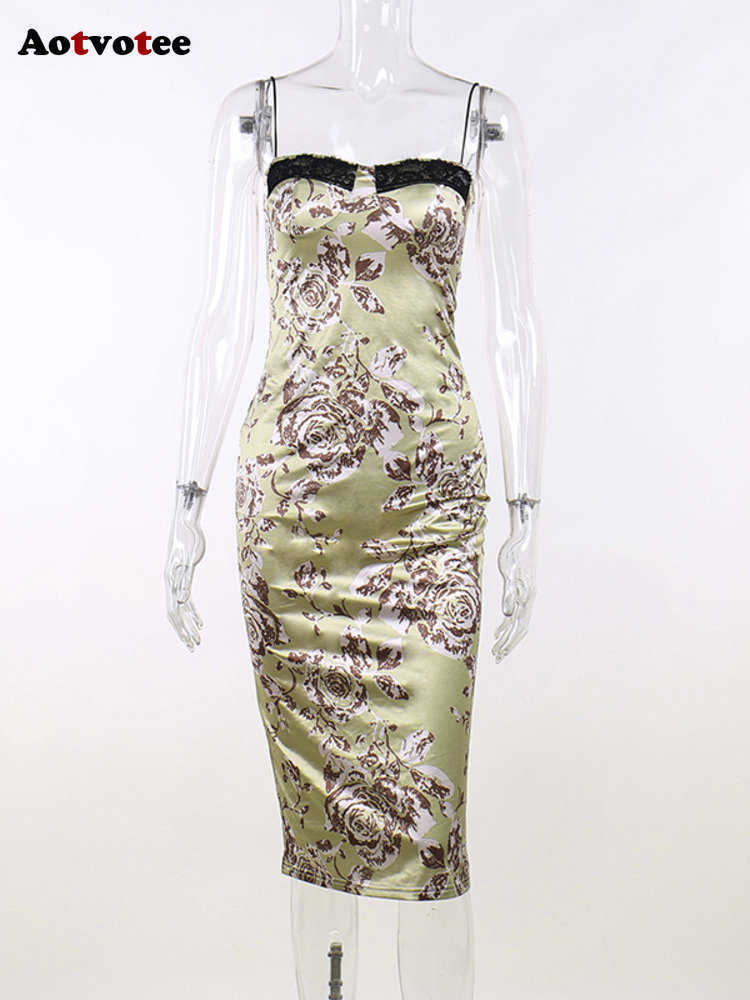 Floral Print Sleeveless for Women - Slim Fit Backless Vintage Midi Summer Dress C260312