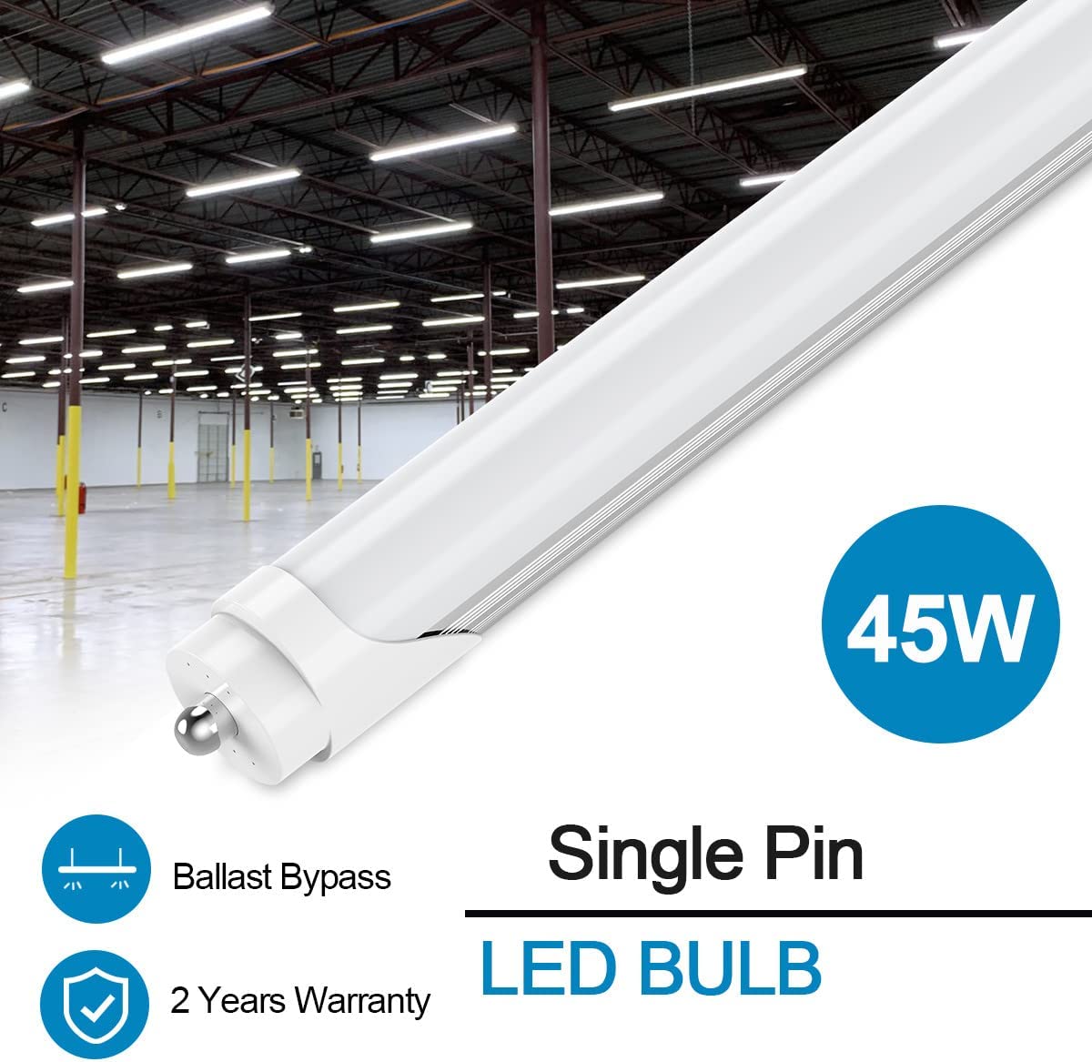LED Tubes 8 feet led 8ft single pin t8 FA8 LEDS Lights 45W 4800Lm Fluorescent Tube Lamps 85-265V - Stock In US CNSUNWAY Lighting Garage Shop Ceiling D