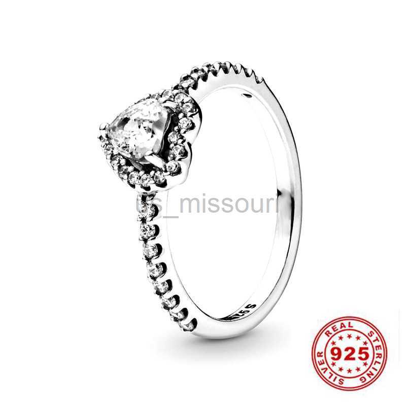 Band Rings Hot Fashion 925 Sterling Silver Princess Tiara Crown Sparkling Love Heart CZ Rings for Women Engagement Jewelry Anniversary 2021 J230531