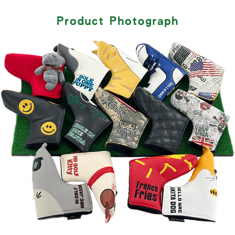 Other Golf Products 1 pcs Putter Cover for Blade PU Leather WaterproofSoft Knitted Fabric Good Protection Cartoon Club Head Covers 230530
