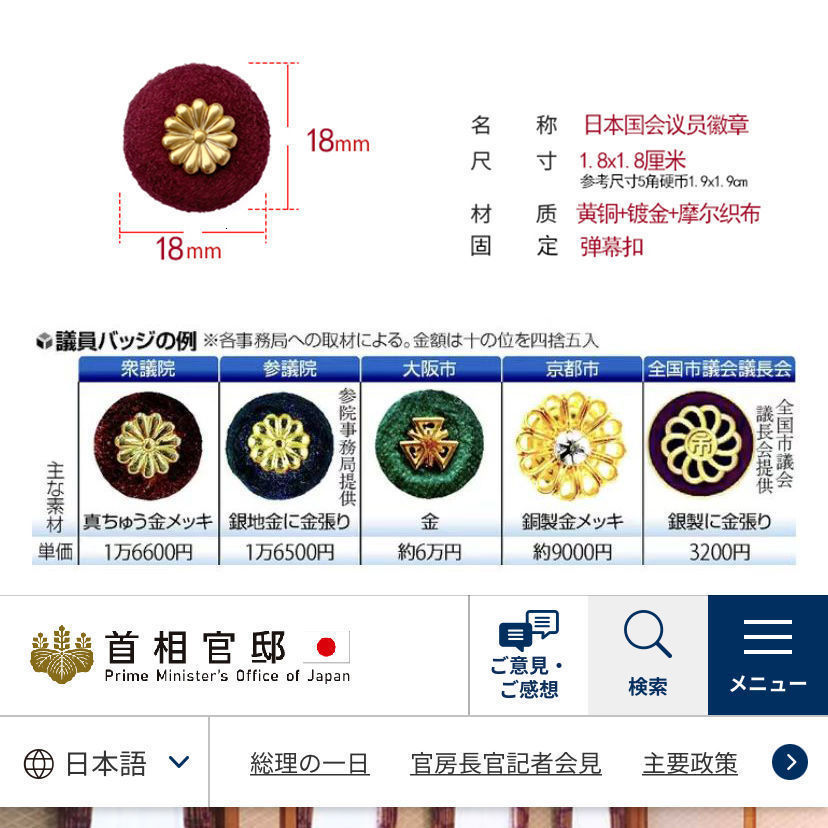 Pins Brooches Japanese Congressman Brooch Pin Insignia Chest Badges Decor Clothing Lightweight Jewelry Accessories 230531