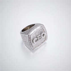 Trendy Diamond Custom Gold Plated 925 Sterling Silver Iced Out Hip Hop Moissanite Rings For Men