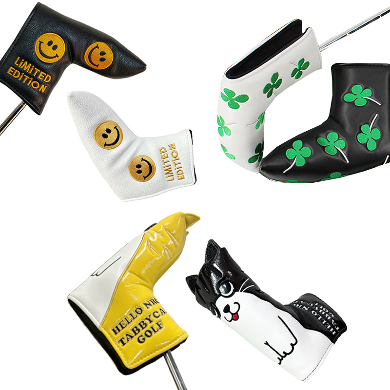 Other Golf Products 1 pcs Putter Cover for Blade PU Leather WaterproofSoft Knitted Fabric Good Protection Cartoon Club Head Covers 230530