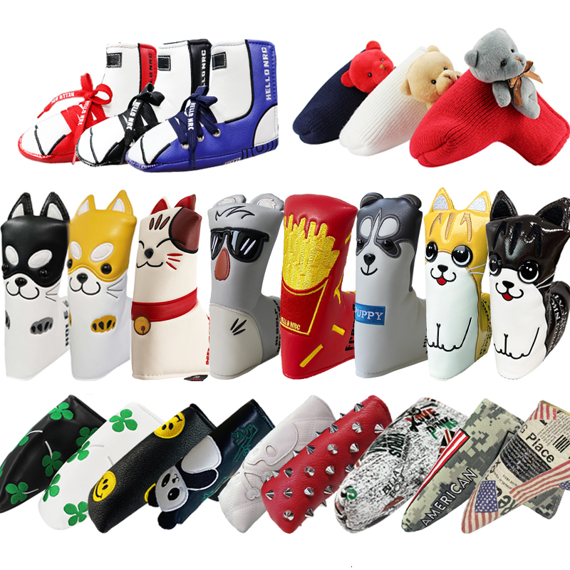 Other Golf Products 1 pcs Putter Cover for Blade PU Leather WaterproofSoft Knitted Fabric Good Protection Cartoon Club Head Covers 230530
