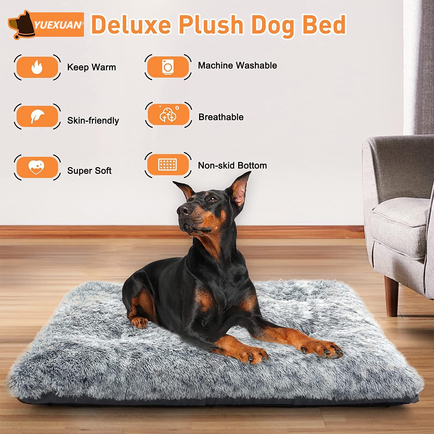 yuexuan design dog soft beds for large dogs fixable deluxe cozy pet dog kennel beds mats pet cat for crates washable dog bed comfy long plush ripstop 