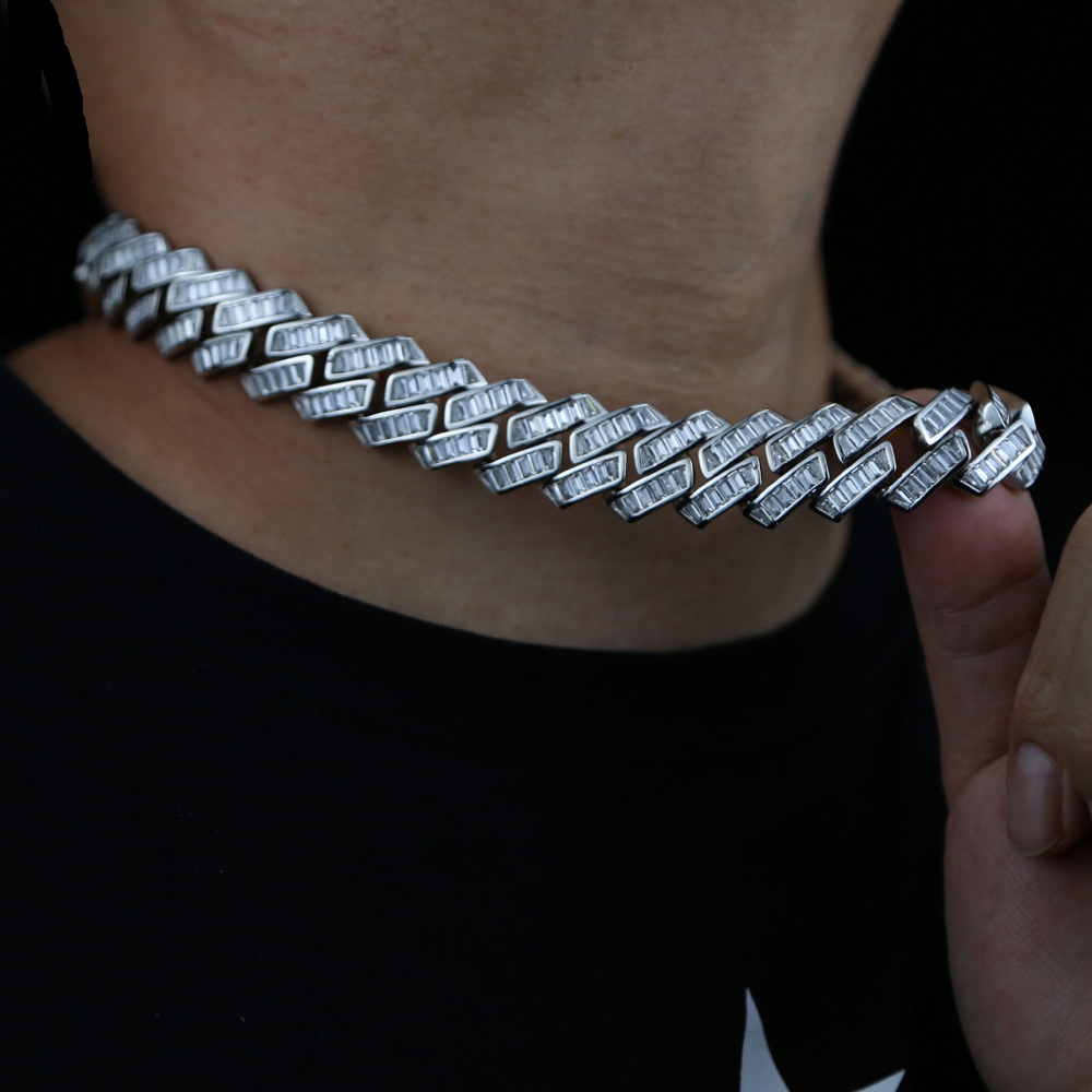 moissanite necklace designer jewelry cuban k Customization Cuban Necklace Full Iced Out Hiphop Chain Pass The Dia Test chain chains for men