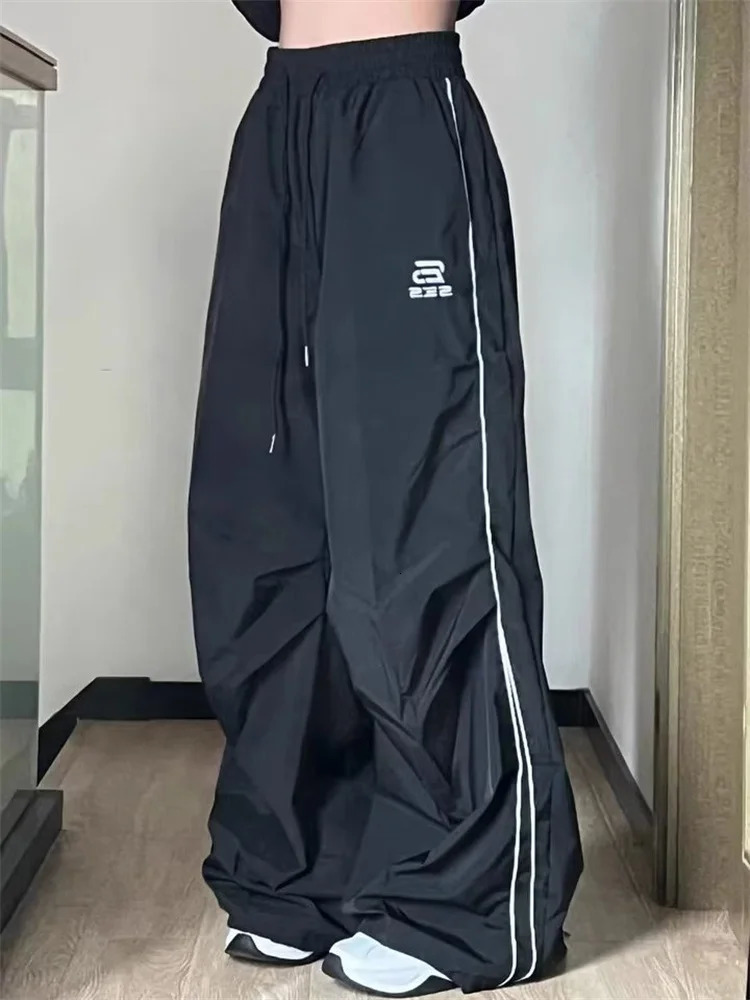 Men's Pants Y2K Men Streetwear Techwear Black Cargo Korean Harajuku Parachute Track Pants Women Sweatpants Wide Leg Joggers Trousers Clothes 2311