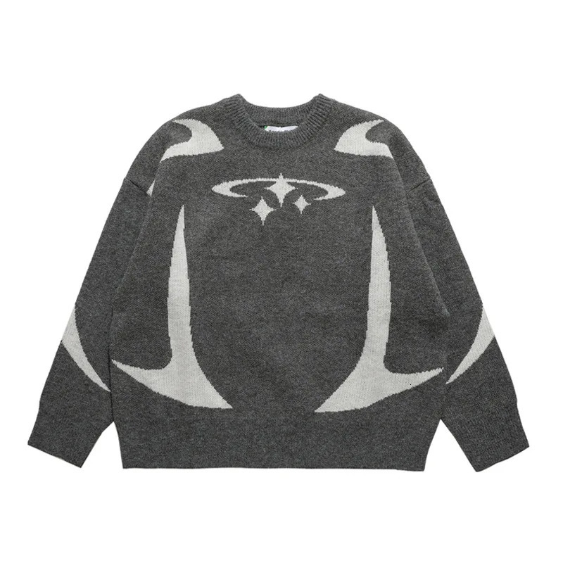 Men's Sweaters Men's Vintage Knitwear Y2K Stars Graphic Sweaters Winter Harajuku Oversized Pullover Sweater Unisex Aesthetic Clothes For Tee