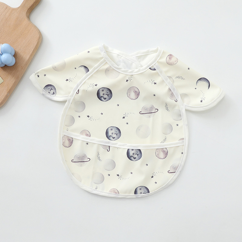 Baby PU Waterproof Bibs Cartoon Print Eating Clothes Super Soft Dirt Proof Feeding Burp Cloths Sleeveless