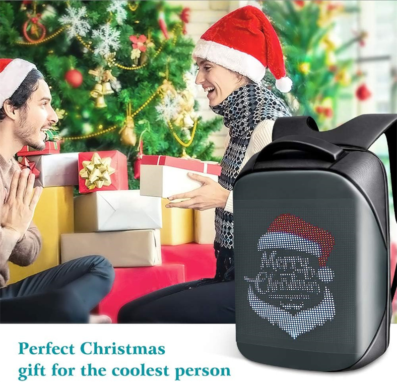 Student Laptop Backpack with LED Display DIY Fashion Waterproof Shoulder Travel Backpack Men Women Gift with Colorful LED Panel and Programmable Funct