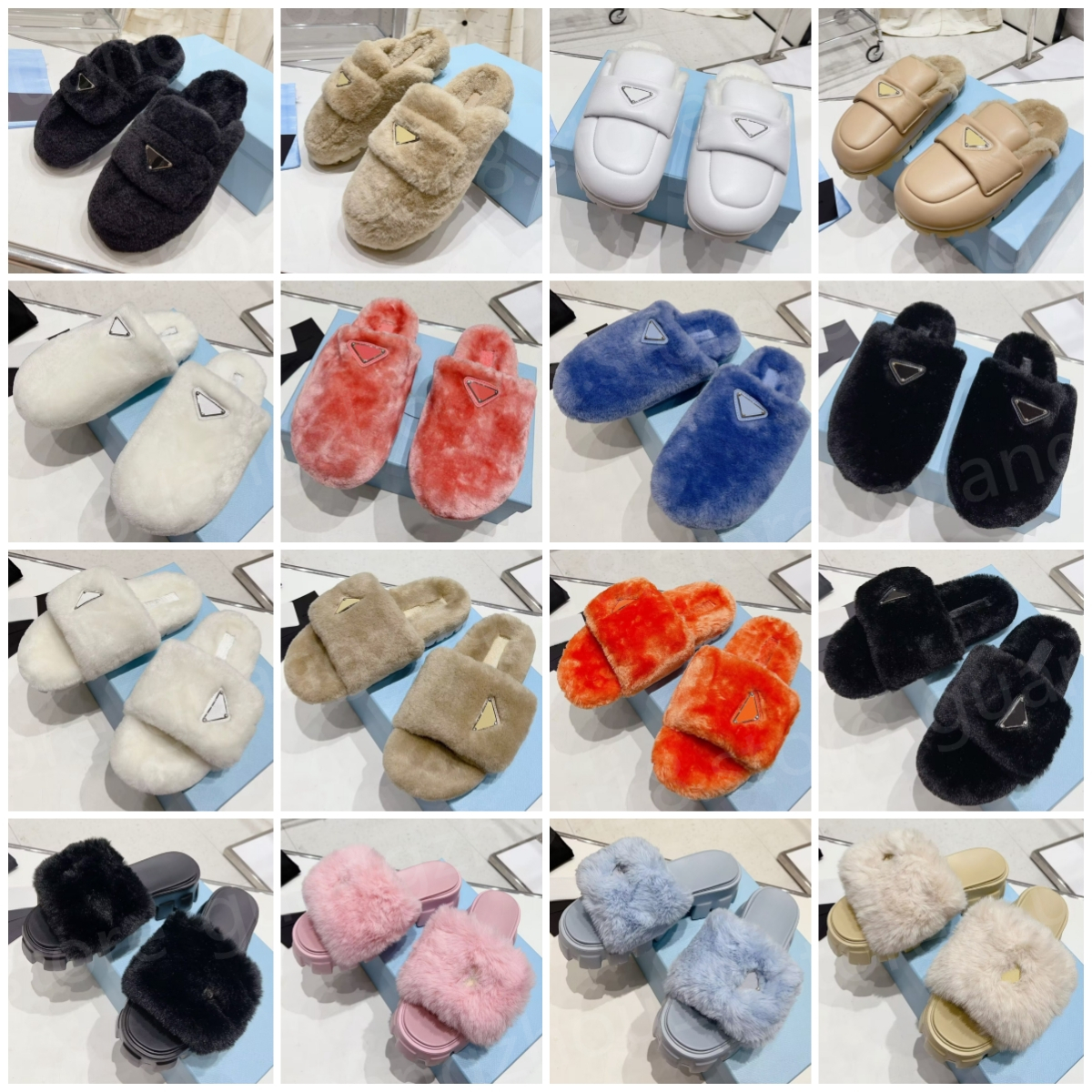 (go off picture not the description) Premium Quality Designer Baotou Slippers with Fur Fashion Winter Warm Sandals Christmas Gifts 24805 24804