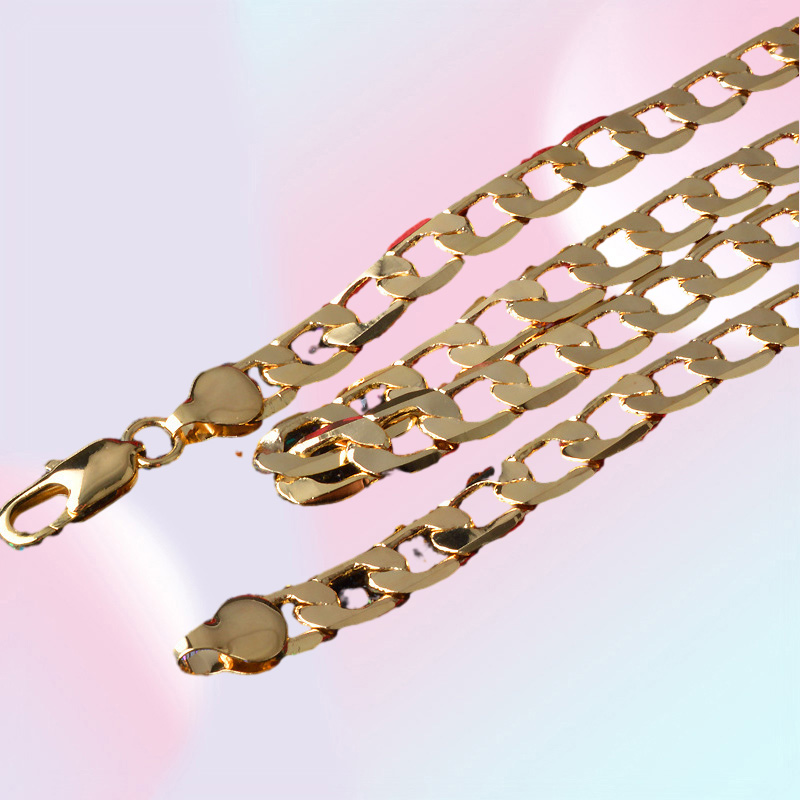 OMHXZJ Whole Personality Chains Fashion OL Woman Girl Party Wedding Gift Golds 8MM Figaro Chain 18KT Gold Chain Necklace