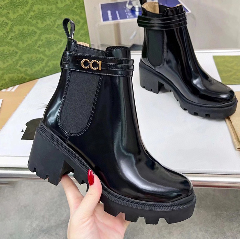 Black Ankle Boots Womens Designer Boot Leather Winter Booties Platform Martin Boots Snow Cowboy Wedding Fashion