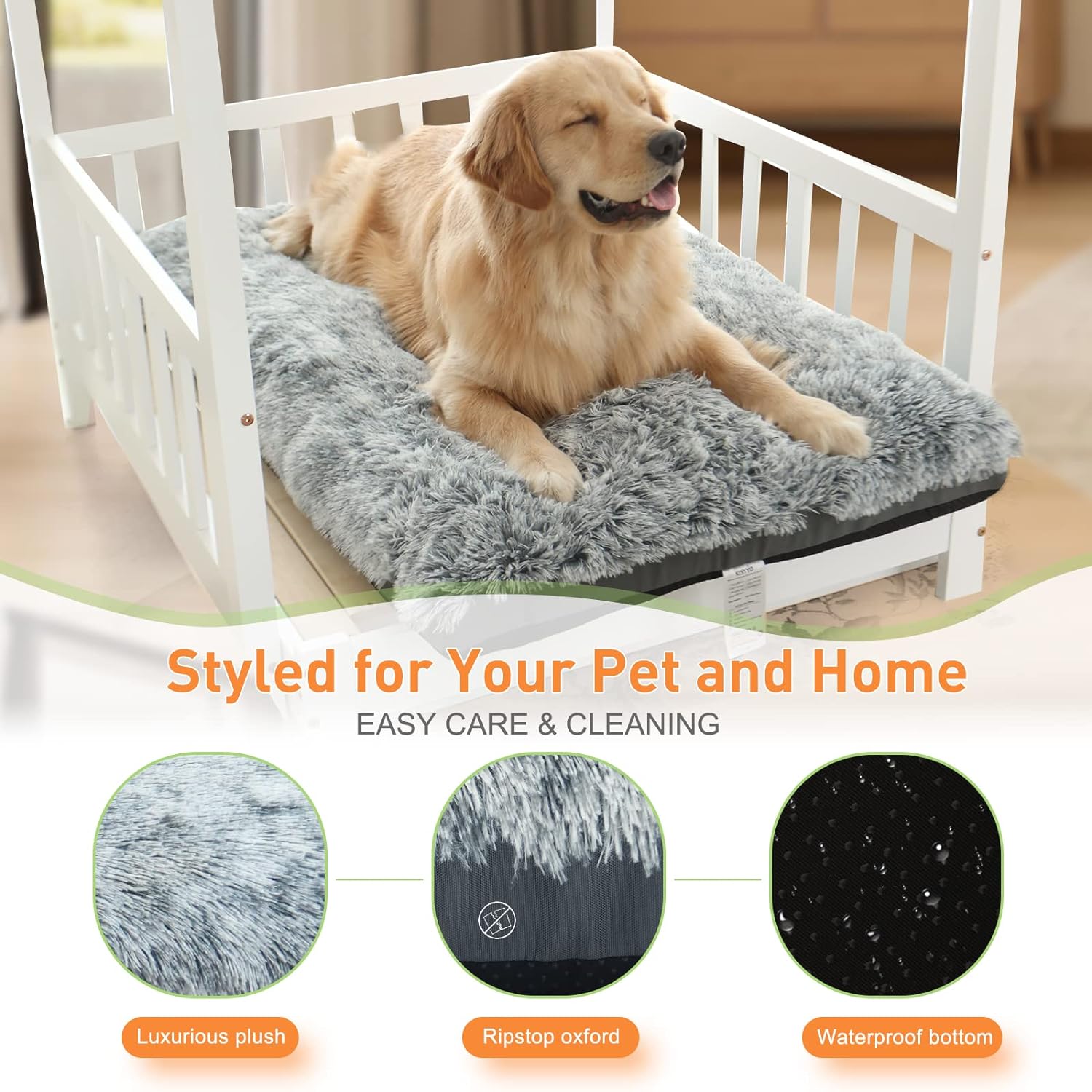 yuexuan design dog soft beds for large dogs fixable deluxe cozy pet dog kennel beds mats pet cat for crates washable dog bed comfy long plush ripstop 