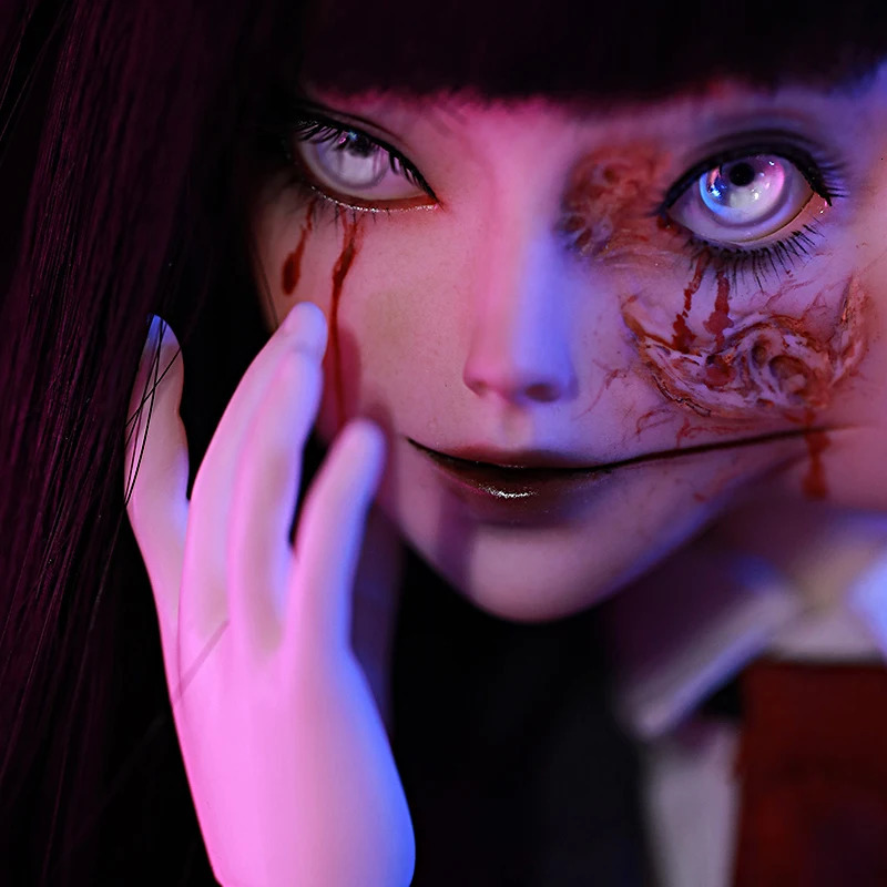 Dolls BJD Doll Two Face 14 Mio Full Set Double Emotion Conjoined Horror Anime Professional Makeup ShugaFairy Minifee Human Ghost 231130