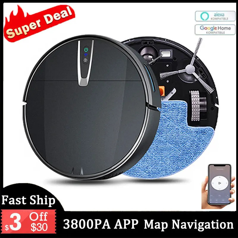 Robotic Vacuums 3800PA Robot Vacuum Cleaner Sweeper Smart Autocharge Draw Cleaning Area On Map Mopping Sweeping For Home 231130
