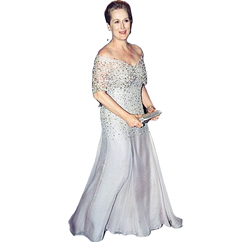 Elegant Long Mother Of The Bride Dresses V-Neck Short Sleeves Beaded Plus Size A Line Wedding Party Gowns Women Guest Prom Dress Groom Mom Formal Wear