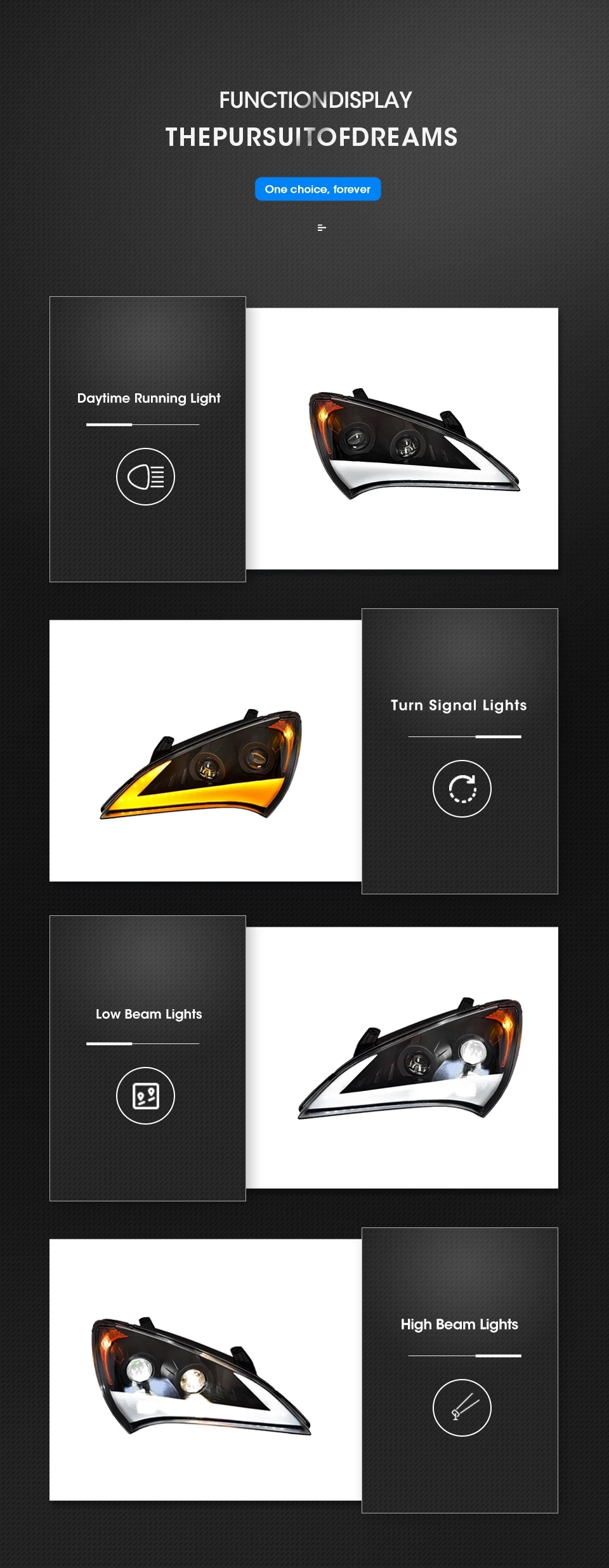 Car Headlights Genesis Coupe LED Headlight 2009-2012 Headlights For Hyundai DRL Turn Signal High Beam Angel Eye Light