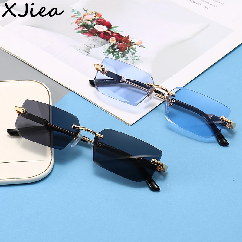 Sunglasses Frames XJiea Rectangular Rimless Fashion Men Outdoor Sun Glasses Summer Women Decorative Eyewear Shopping Drive to Wear 231130