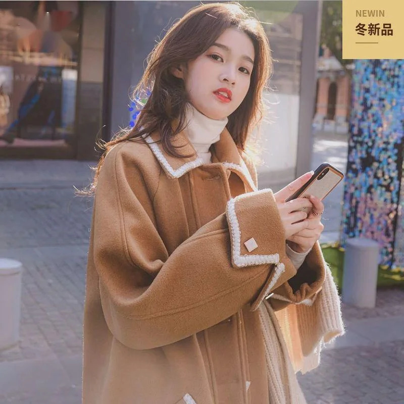Women Blends 2023 Autumn Winter Thickened Insulation Mid Length High End Temperament Korean Version Loose Slim Fit Woolen Coat 231130