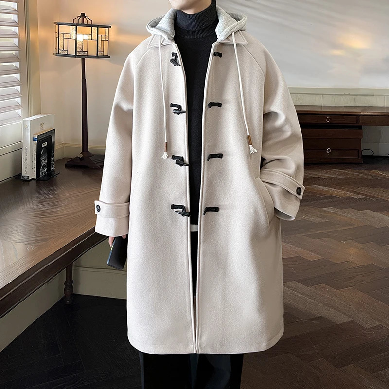 Men's Wool Blends Zongke Hooded Winter Long Coat Coats Man Jackets Korean Autumn Clothes Male Trench Woolen Overcoat 2023 231130