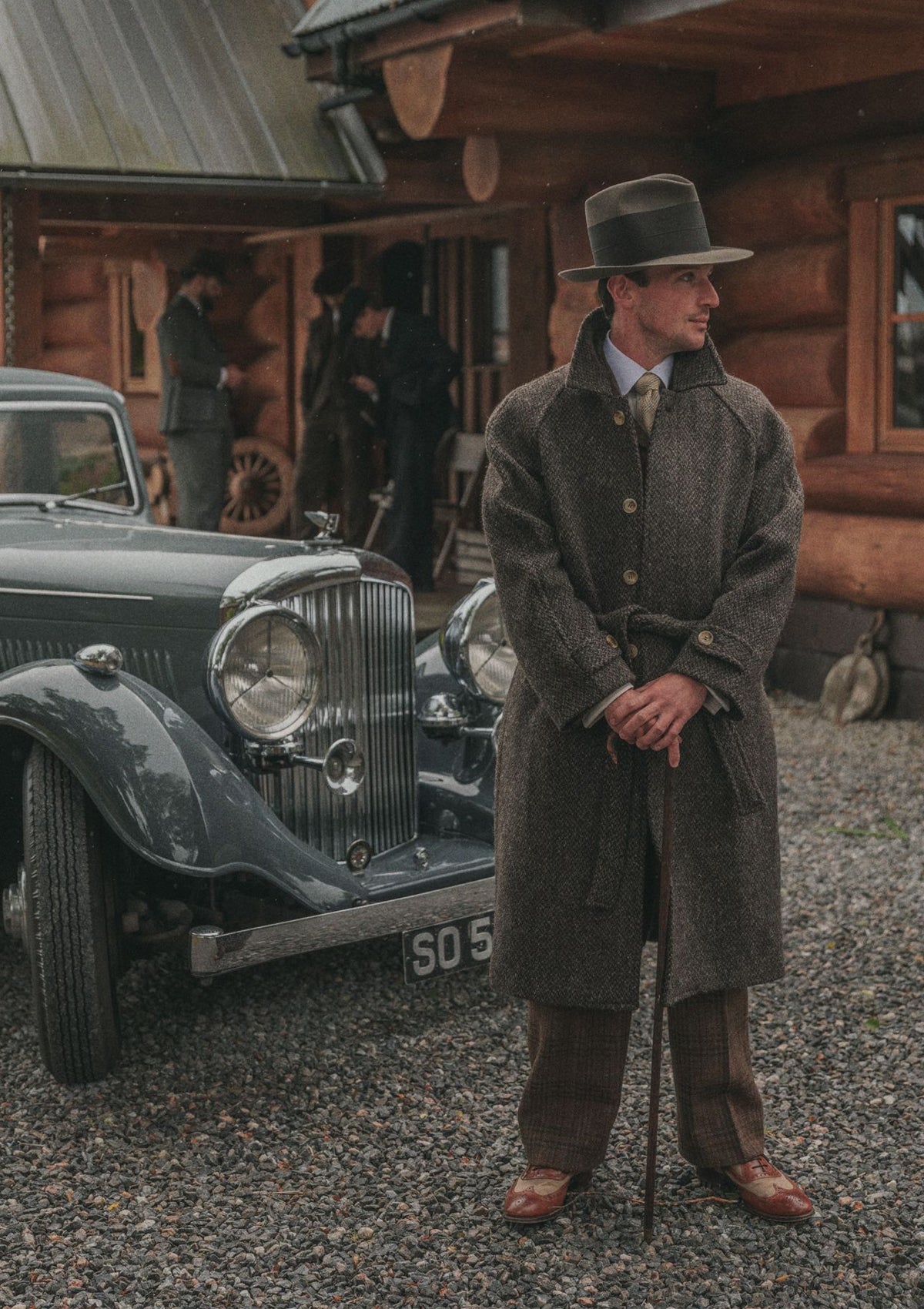 Gray Tweed Long Coat Wedding Dinner Party Groom Wear Only One Jacket Wool Blend