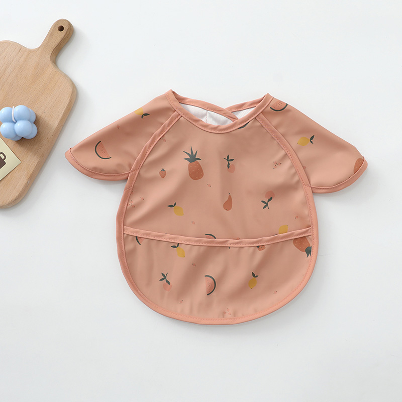 Baby PU Waterproof Bibs Cartoon Print Eating Clothes Super Soft Dirt Proof Feeding Burp Cloths Sleeveless