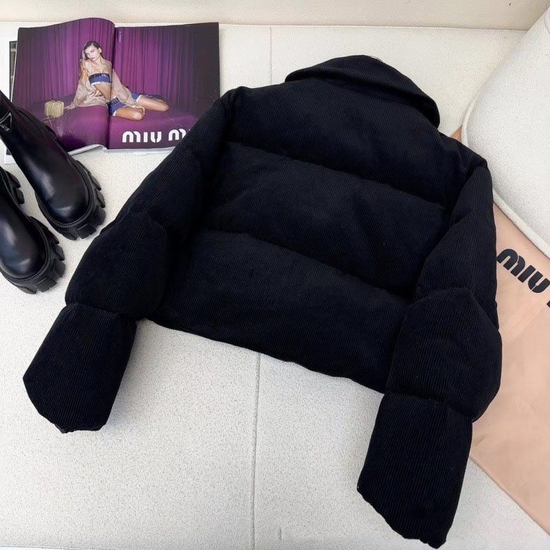 Autumn and Winter Corduroy Short Down Cotton Jacket Age Reducing Girl Style Temperament Doll Collar Stereoscopic Cutting