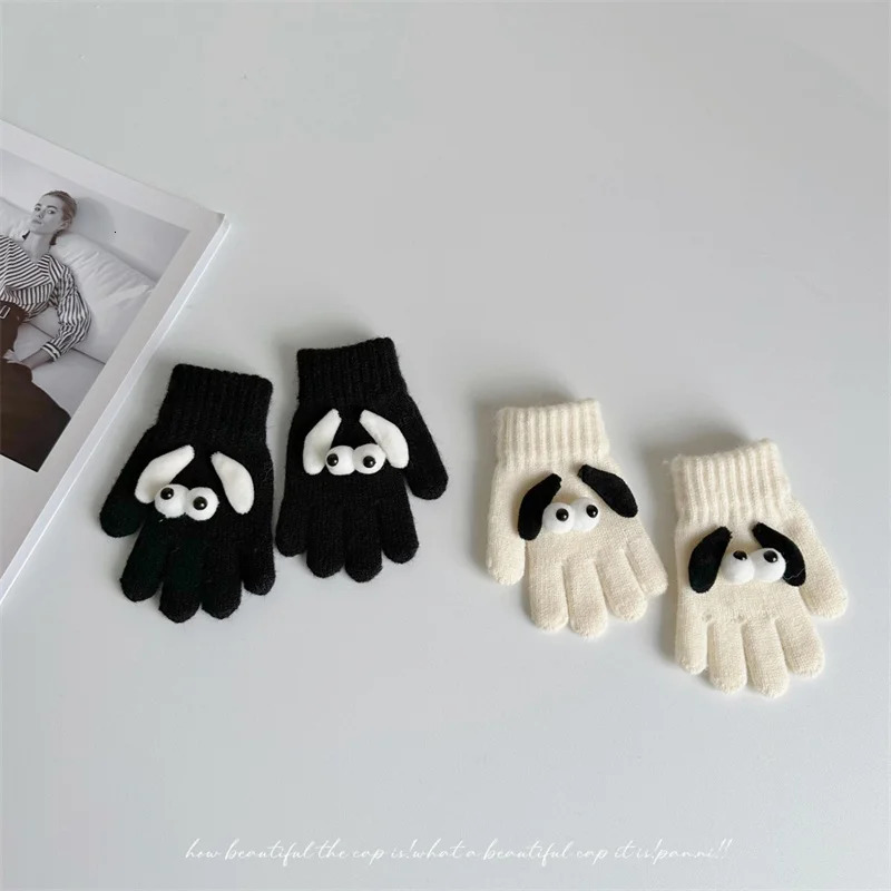 Fingerless Gloves Cute Cartoon Knitted Kids Mittens for Boys Girls Autumn Winter Winterproof Warm Children Baby Finger 3 7 Years Old 231130