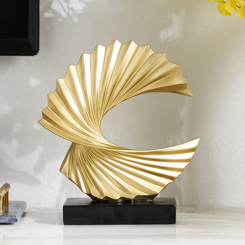 Decorative Objects Figurines Modern Decor Abstract Sculpture Resin Sculptur Art Golden Statue Living Room Home Desk Decoration Accessories 231130