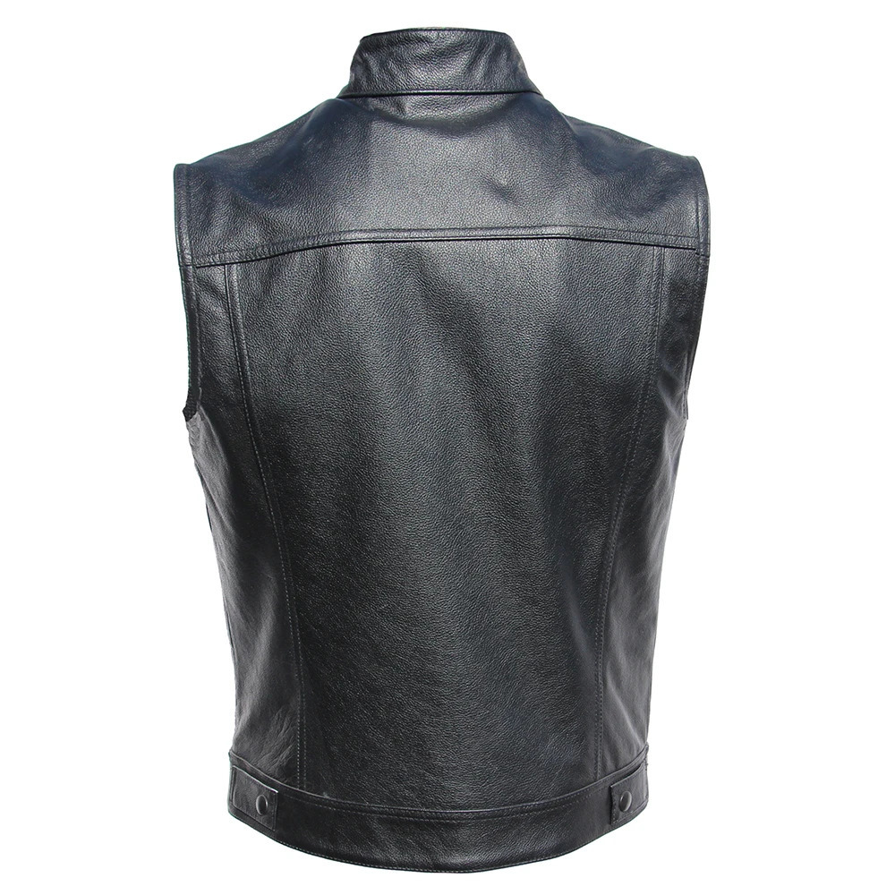Men's Vests Embroidery Motorcycle Biker Leather Vest Men Genuine Sleeveless Jacket Real Cowhide Club Riding 6XL 231130