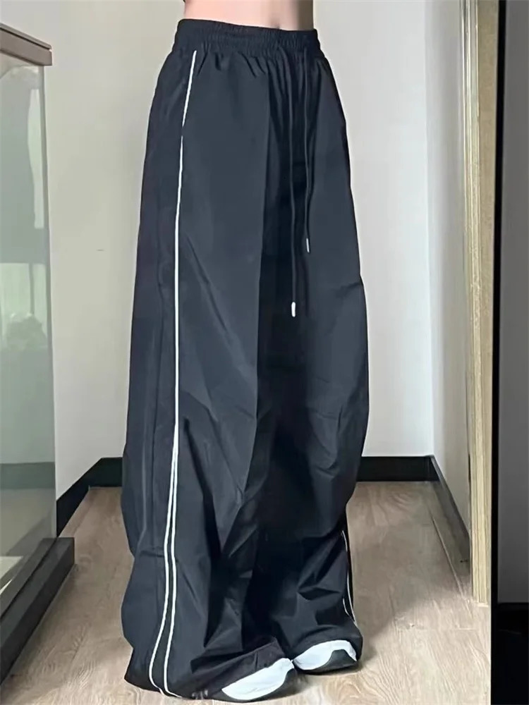 Men's Pants Y2K Men Streetwear Techwear Black Cargo Korean Harajuku Parachute Track Pants Women Sweatpants Wide Leg Joggers Trousers Clothes 2311