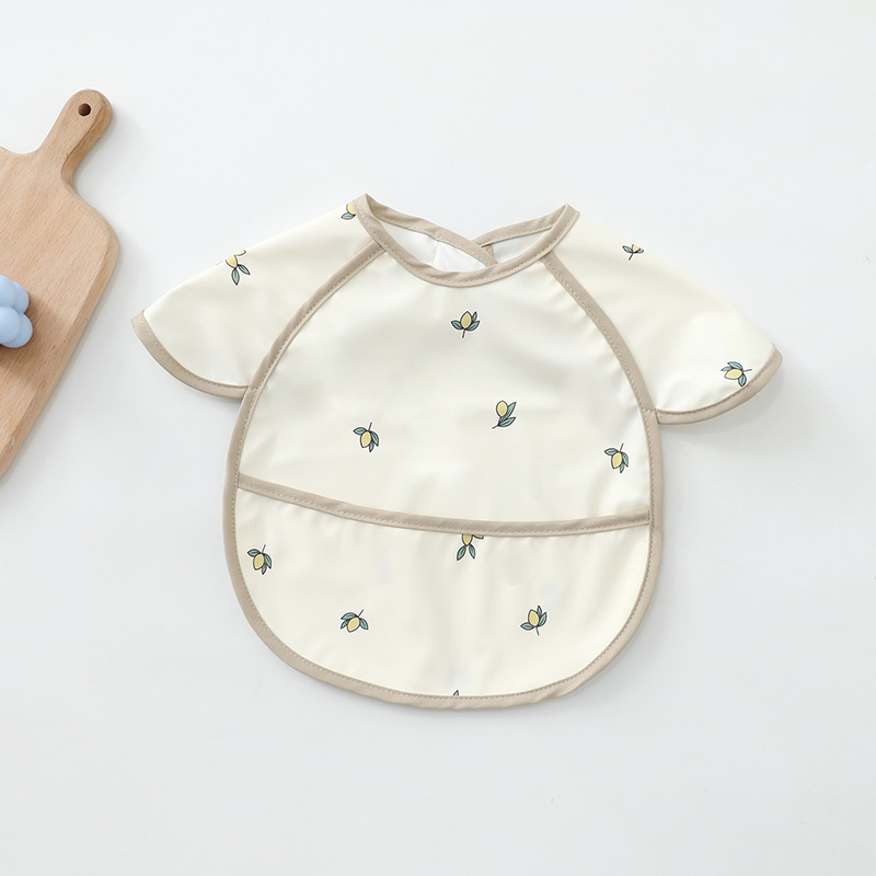 Baby PU Waterproof Bibs Cartoon Print Eating Clothes Super Soft Dirt Proof Feeding Burp Cloths Sleeveless