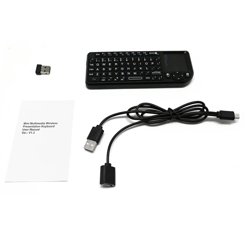 Keyboards Rii X1 2.4GHz Mini Wireless Keyboard English/ES/FR Keyboards with TouchPad for Android TV Box/PC/Laptop 231130