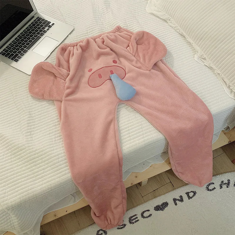 Women s Pants Autumn And Winter Funny Cute Couple Pajama With A Ringing Elephant Trunk 231201