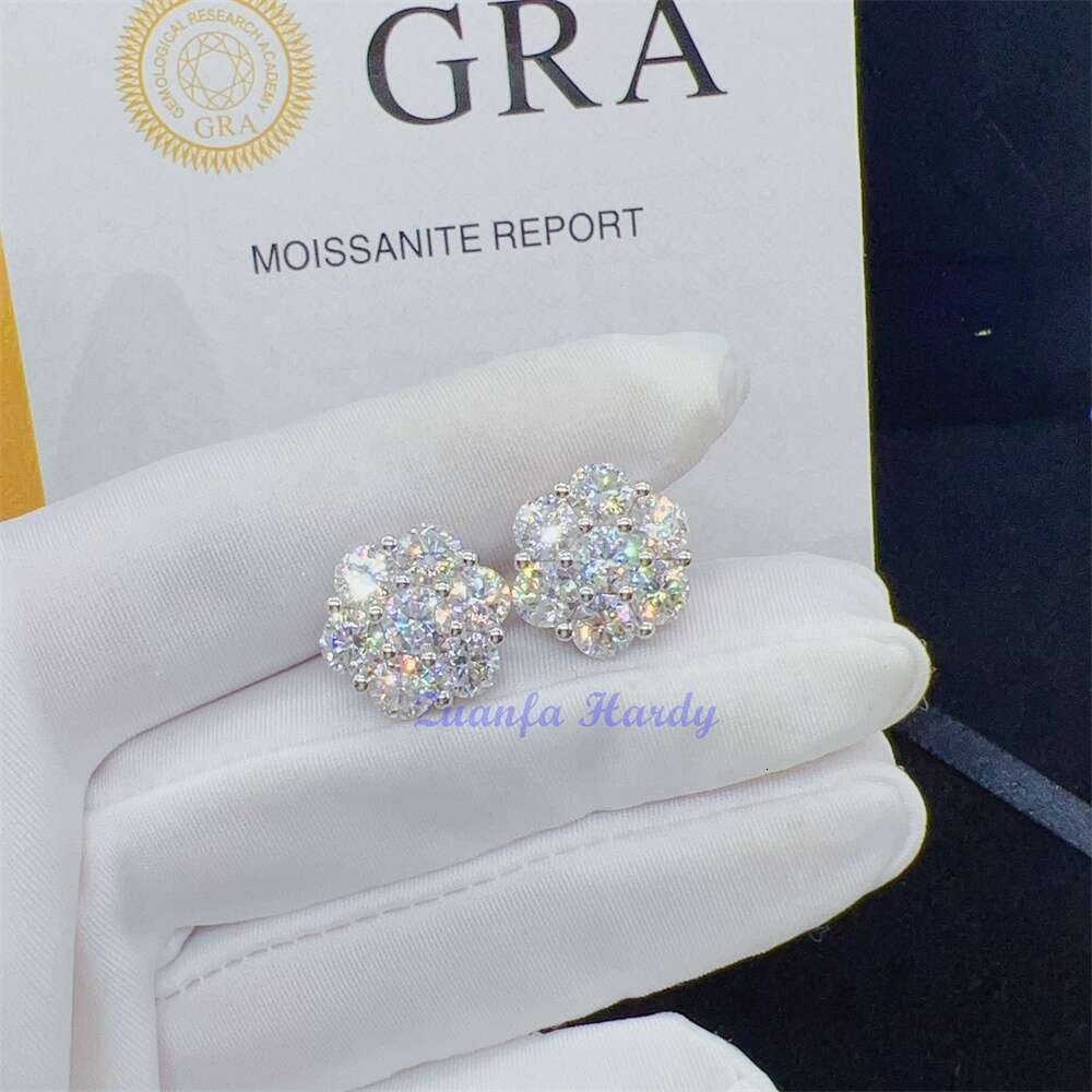 Zuanfa Hot Top Selg Pass Dia Tester Fine Jewelry Sier 8mm 12mm 15mm wer VVS Moissanite Stud Earrings