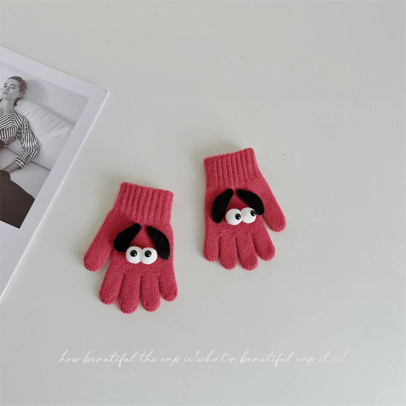 Fingerless Gloves Cute Cartoon Knitted Kids Mittens for Boys Girls Autumn Winter Winterproof Warm Children Baby Finger 3 7 Years Old 231130